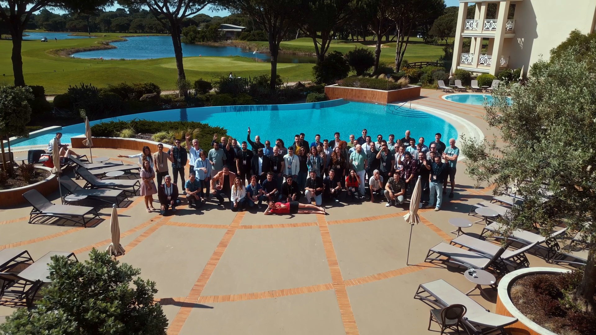 The Pack together poolside at Top Dog Summit 2025, Cascais